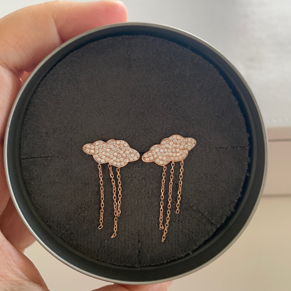 Silver (Gold tone) Cloud Earrings, never used.
